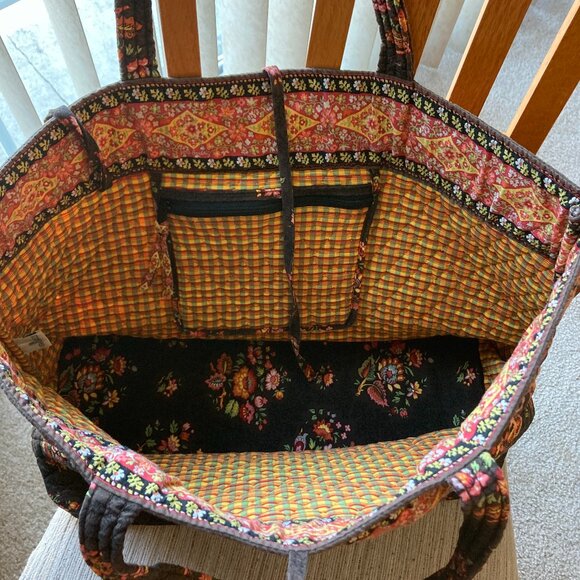 Vera Bradley Large Tote Brown Chocolat Vintage EUC - Picture 7 of 16
